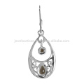 Smoky Quartz Natural Gemstone 925 Sterling Silver Earrings Wholesale Jewellery From India